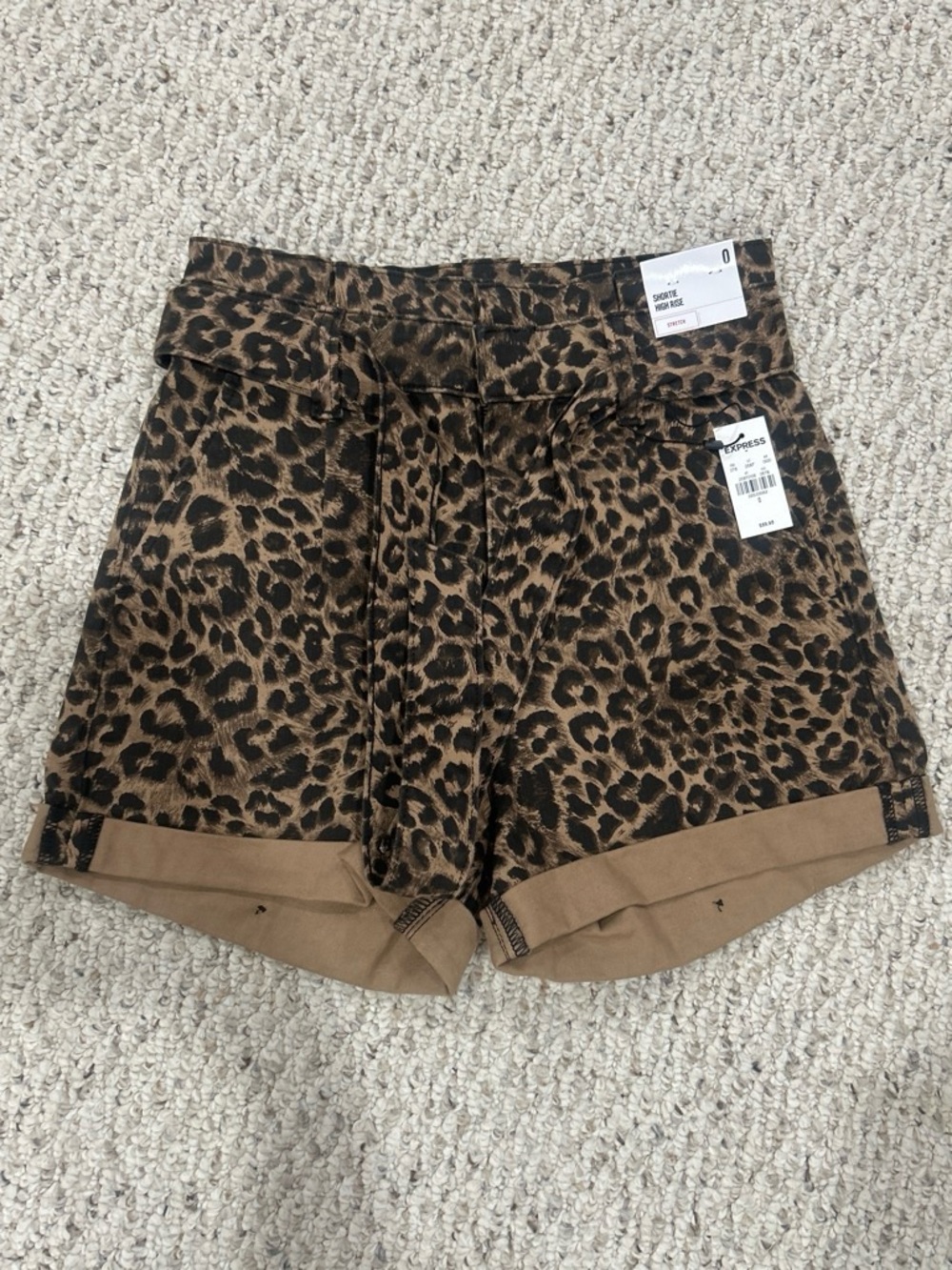 Express High-Waist Leopard Print Shorts - Brown and Black